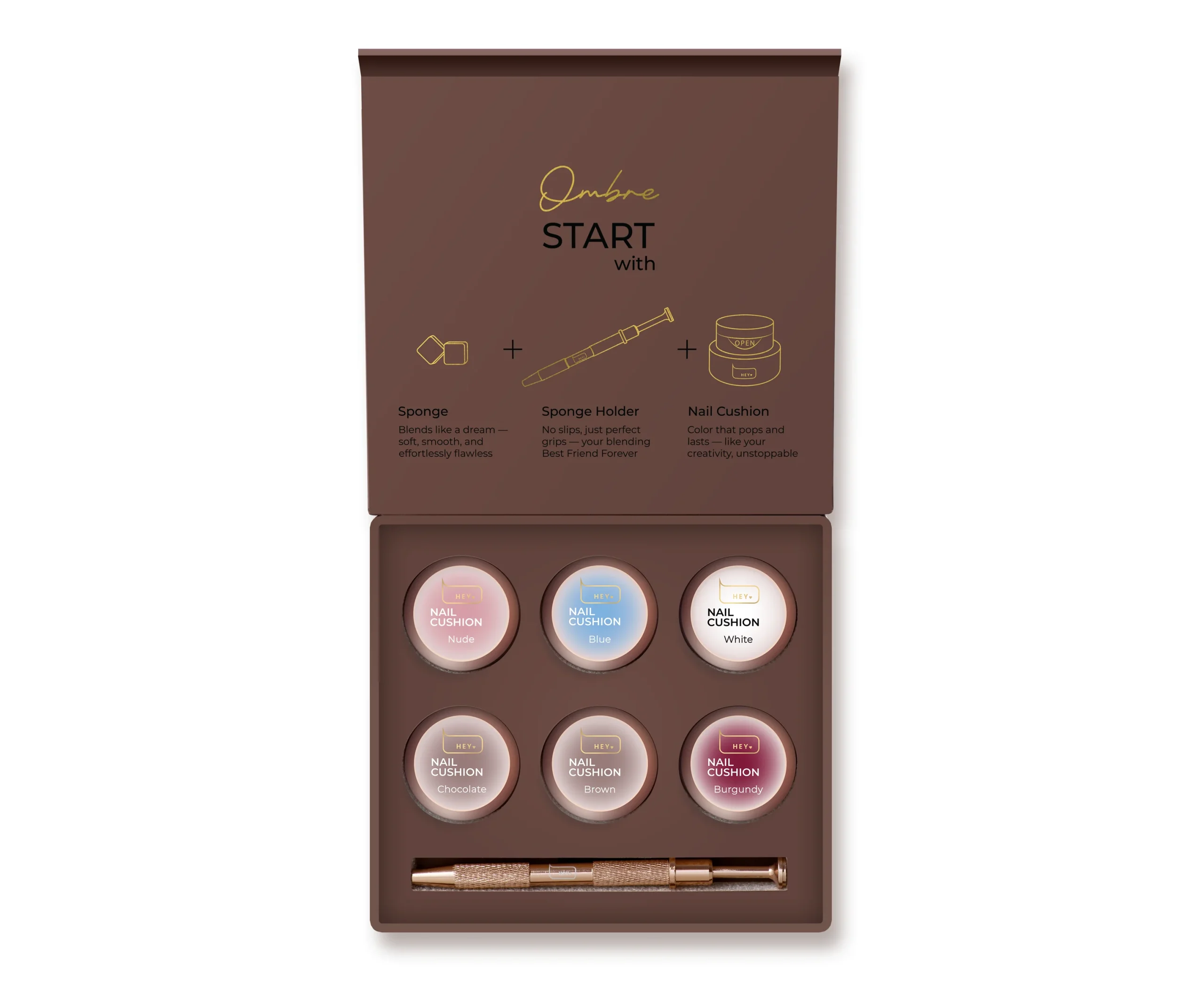 HEYLOVE Nail Cushion Set BROWN, 6 Stuks